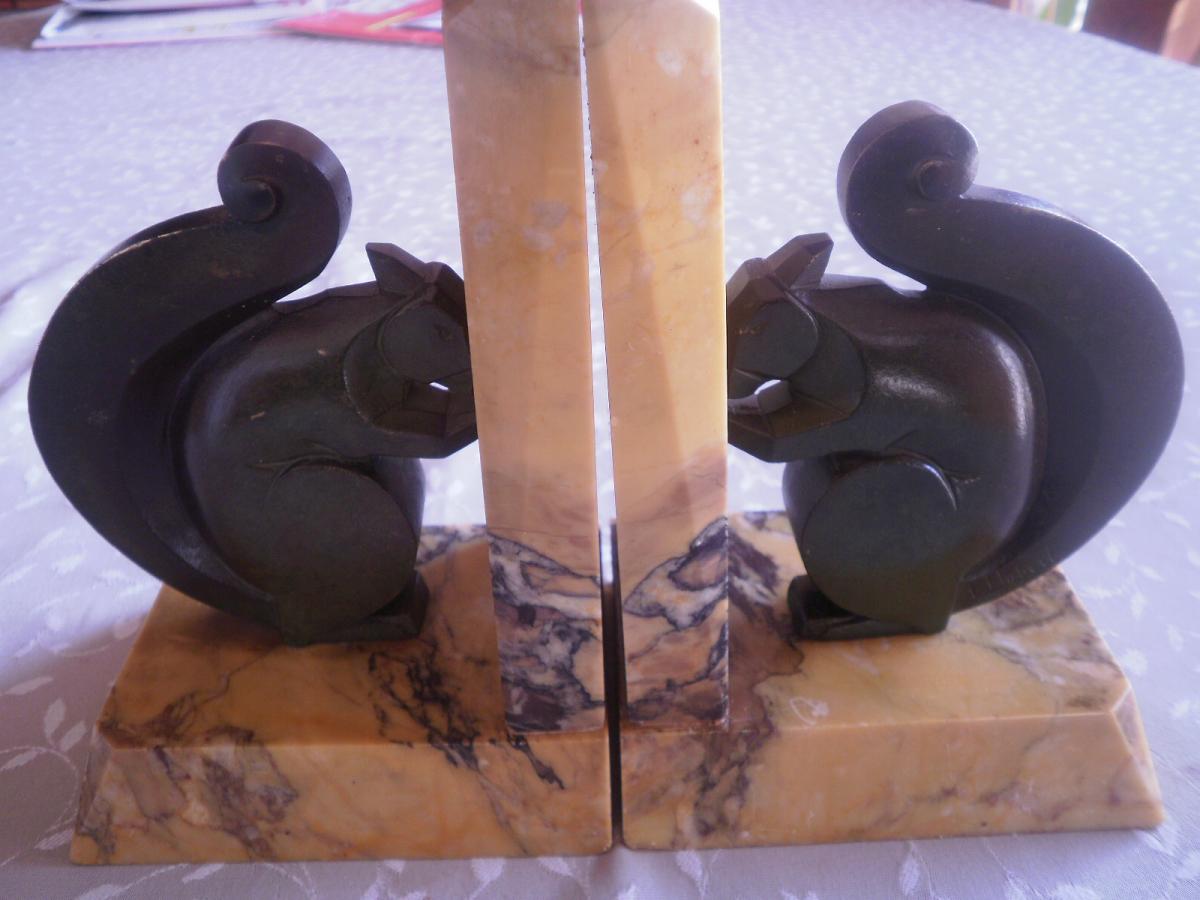 2 Bronze Squirrels - L Hubert - Art Deco