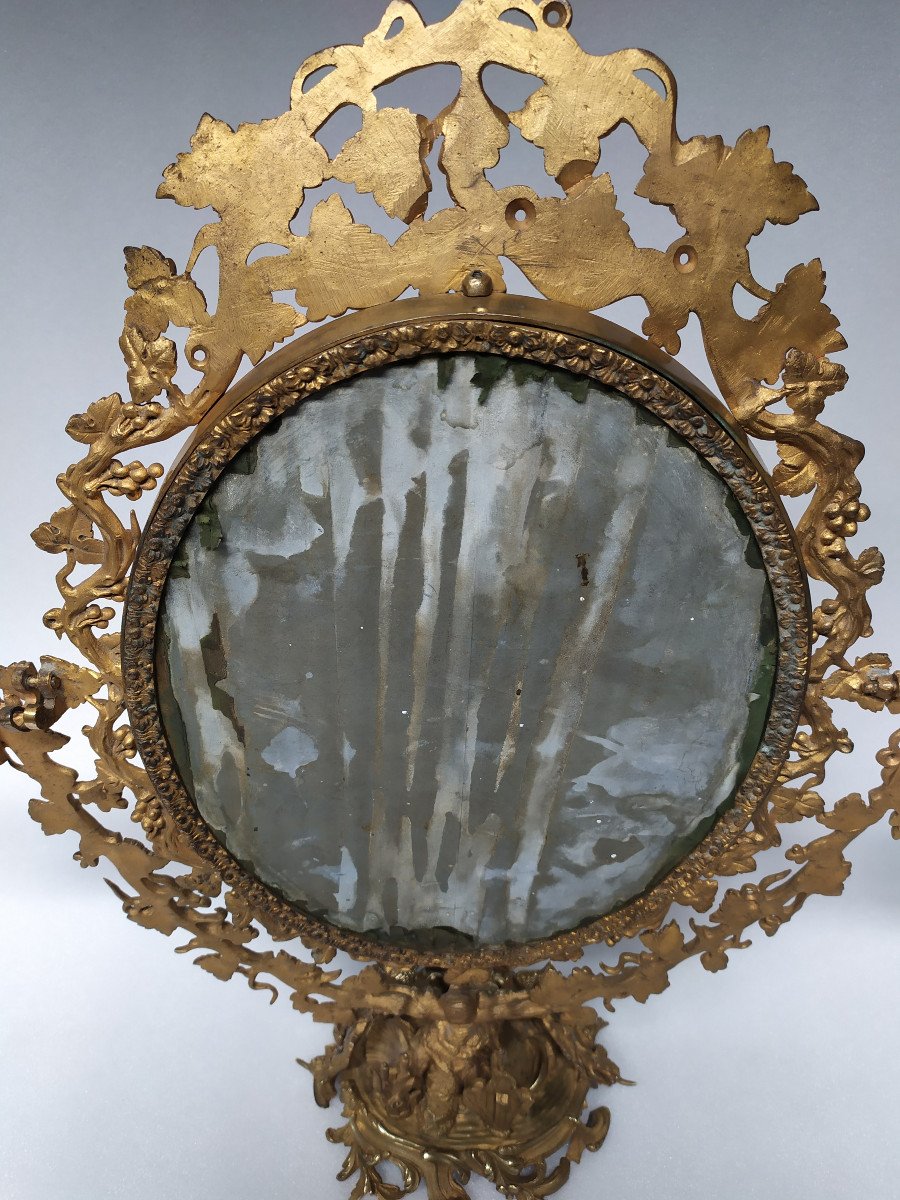 Miroir Psyché de toilette en bronze doré– XIXème Siècle.-photo-4