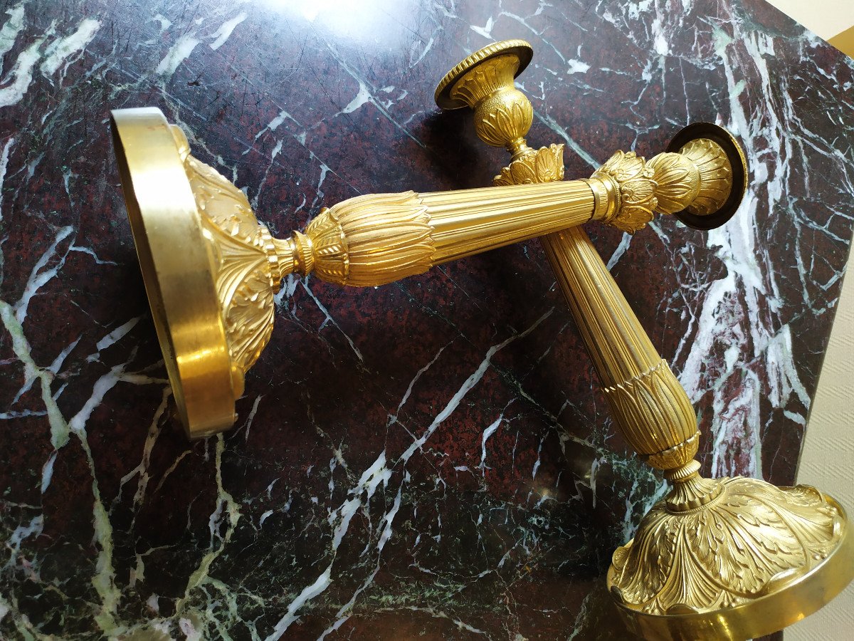 Pair Of Torches - Golden Bronze - Restoration.-photo-4