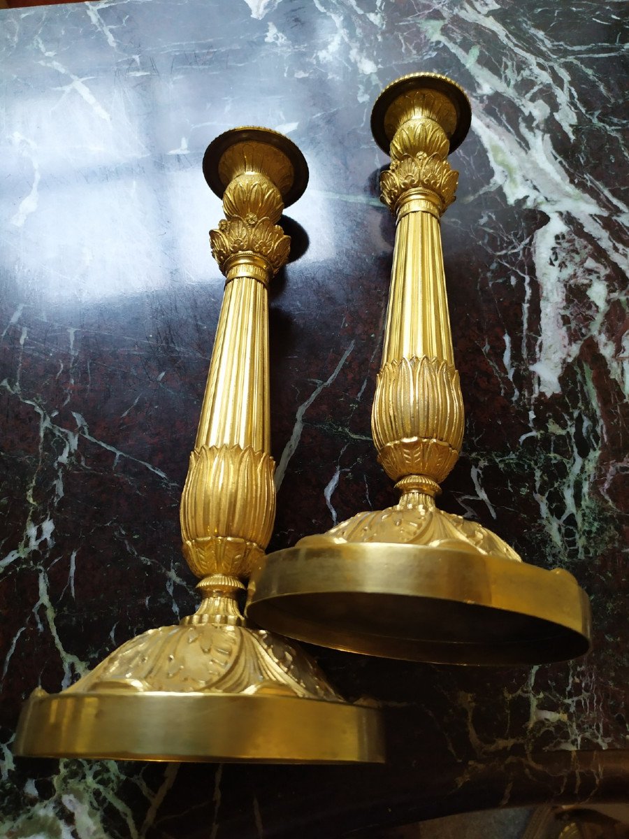 Paire De Flambeaux – Bronze Dore - Restauration.
