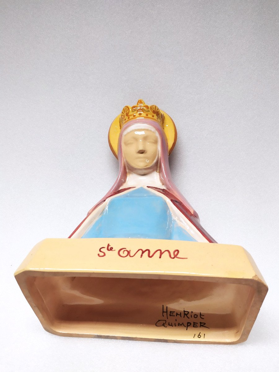 Faience Quimper - Anie Mouroux - Bust Of Ste Anne.-photo-1