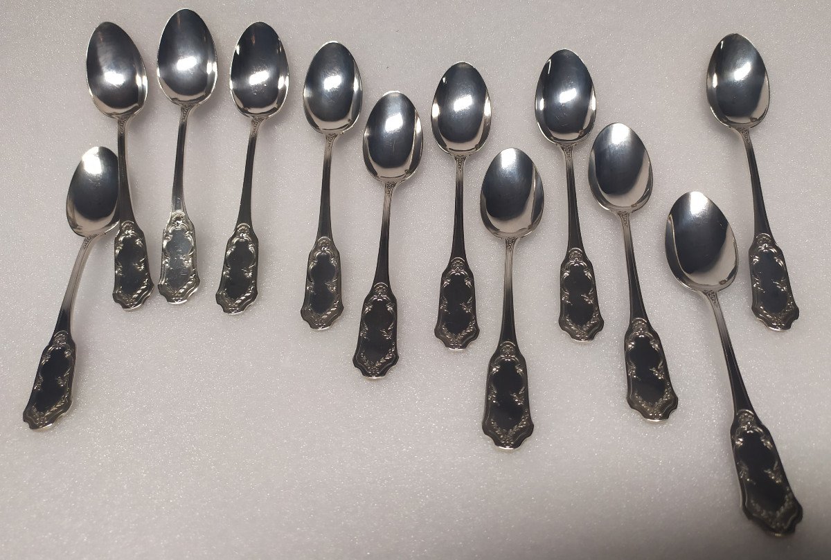 12 Coffee Spoons - Silver - XXth Century.-photo-4