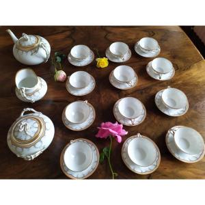 Tea Service - Limoges - Pouyat Brand - XIXth Century.