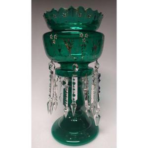 Pineapple Holder In Green Crystal - XIXth Century.