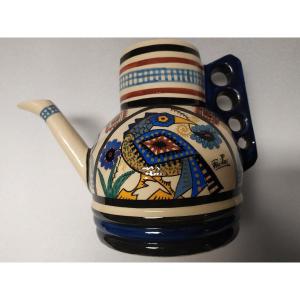 Paul Fouillen – Polychrome Earthenware Pitcher – 20th Century.