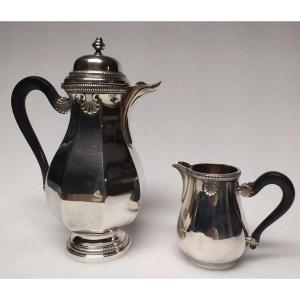 Coffee Service - Argente Metal - Goldsmith: Jobart Rennes-20th Century.