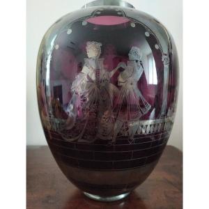 Large Art Deco Vase - Blown Glass – 20th Century.