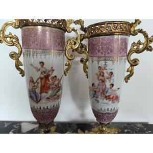 Pair Of Carl Larsen Porcelain Vases, 19th Century.