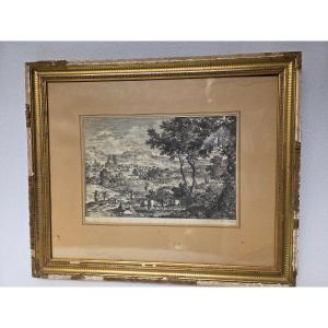 GRAVURE D'Adam PERELLE, sculpteur et dessinateur français du XVIIème siècle." 