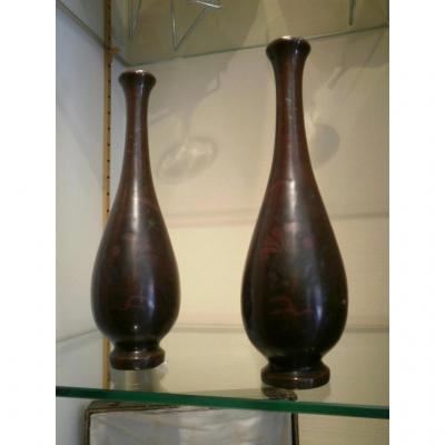 Paire De Vases De Chine – Bronze – XIXème