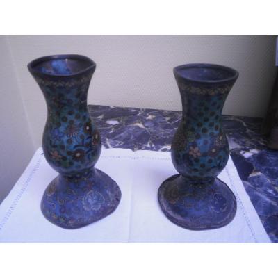 Pair Of Cloisonne Vases - XIXth Century