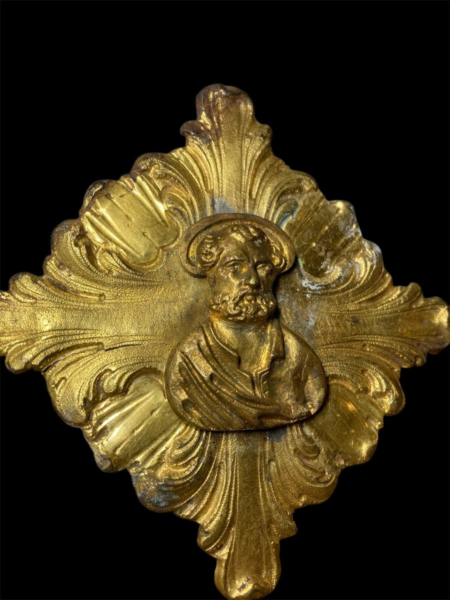 18th Century - Gilded Bronze - Plaque Representing An Apostle-photo-3