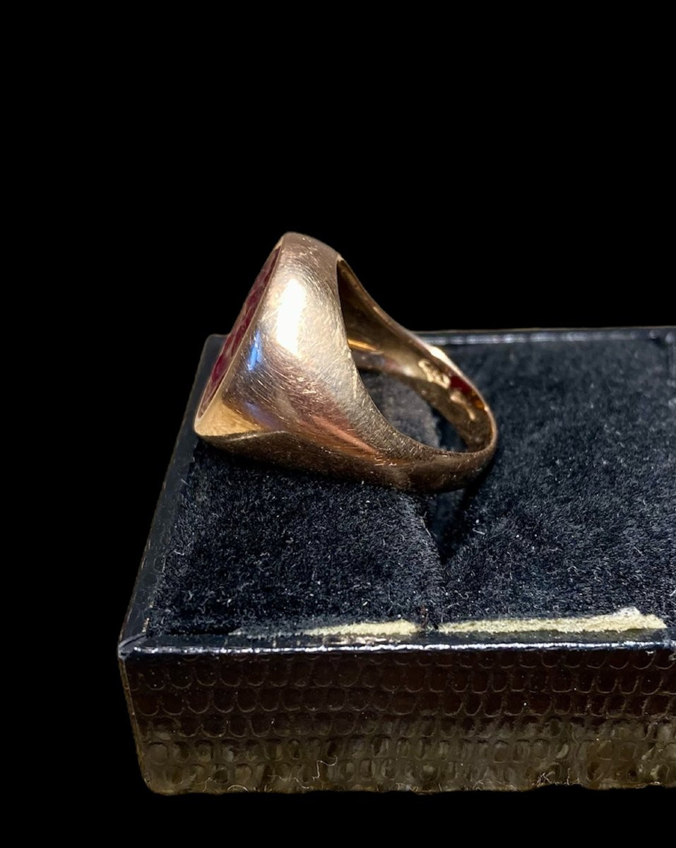 Empereur Néron - Intaglio en Pâte de verre monté sur Anneau chevalier en or rose 18K-photo-1