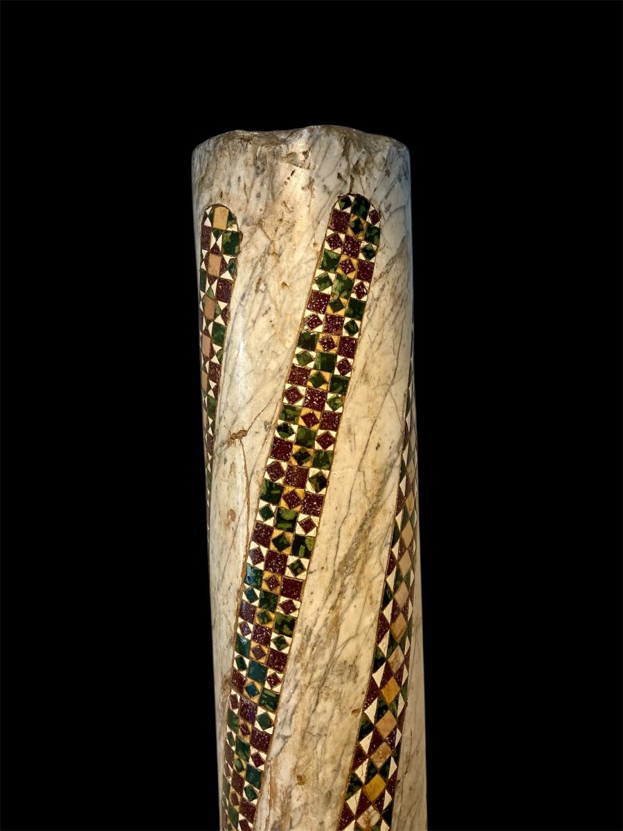 3° quart du XII siècle - Italie Centrale - Fragment superieur de Colonne Cosmatesque-photo-3