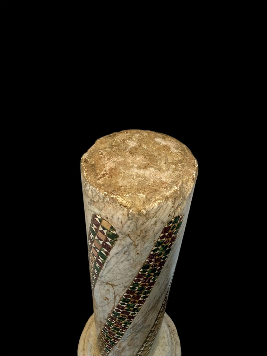 3° quart du XII siècle - Italie Centrale - Fragment superieur de Colonne Cosmatesque-photo-4