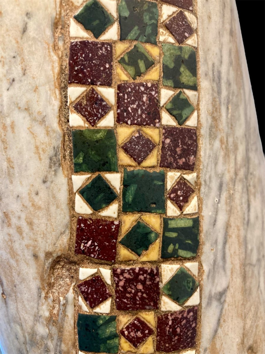 3° quart du XII siècle - Italie Centrale - Fragment superieur de Colonne Cosmatesque-photo-3