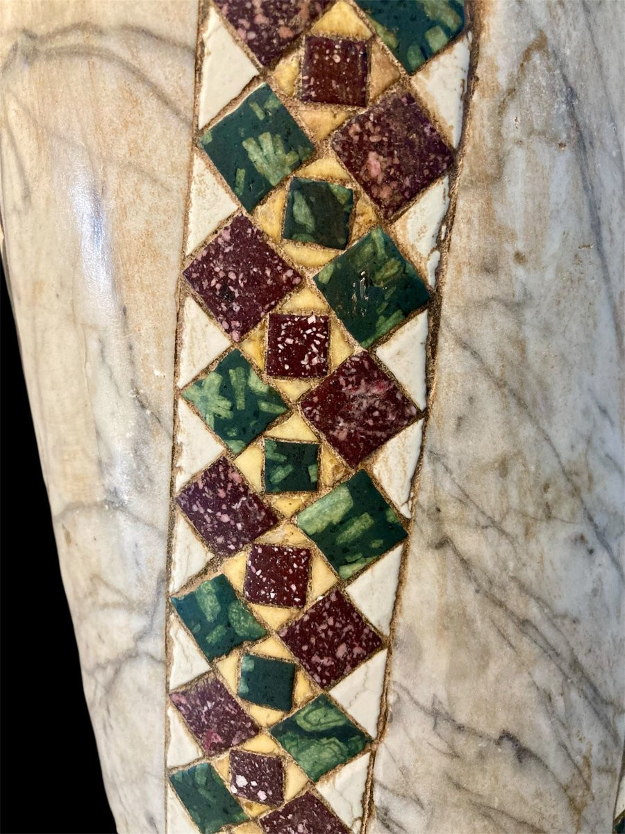 3° quart du XII siècle - Italie Centrale - Fragment superieur de Colonne Cosmatesque-photo-4