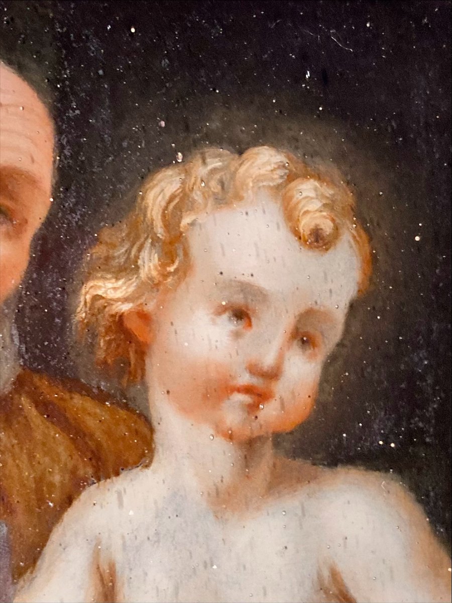 18th Century - Oil Under Glass - Saint Joseph With The Child -photo-4