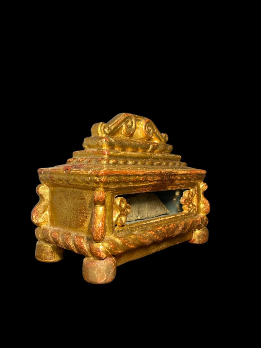 XVI Siècle - Venise - Coffret Reliquaire En Bois Richement Sculpté Et Doré-photo-4