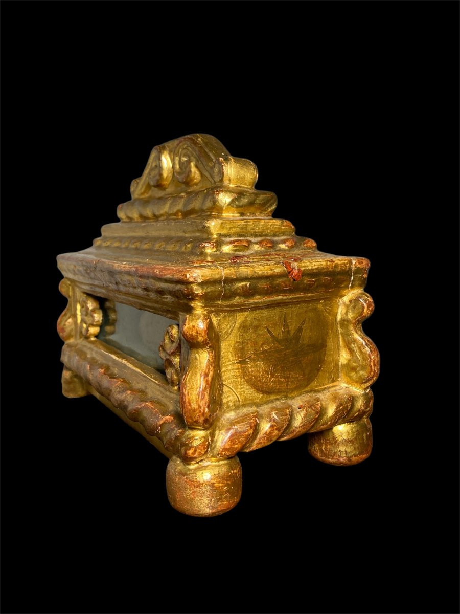 XVI Siècle - Venise - Coffret Reliquaire En Bois Richement Sculpté Et Doré-photo-2