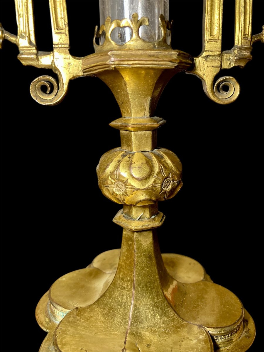 XV Siècle - France - Reliquaire En Cuivre Doré-photo-3