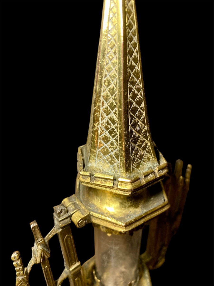 XV Siècle - France - Reliquaire En Cuivre Doré-photo-4