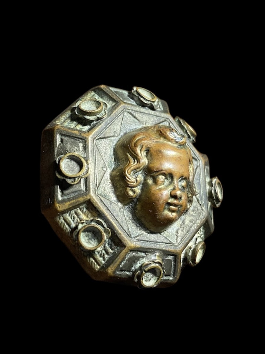 1480 ca. - France ou Italie - Broche en bronze avec Chérubin-photo-4