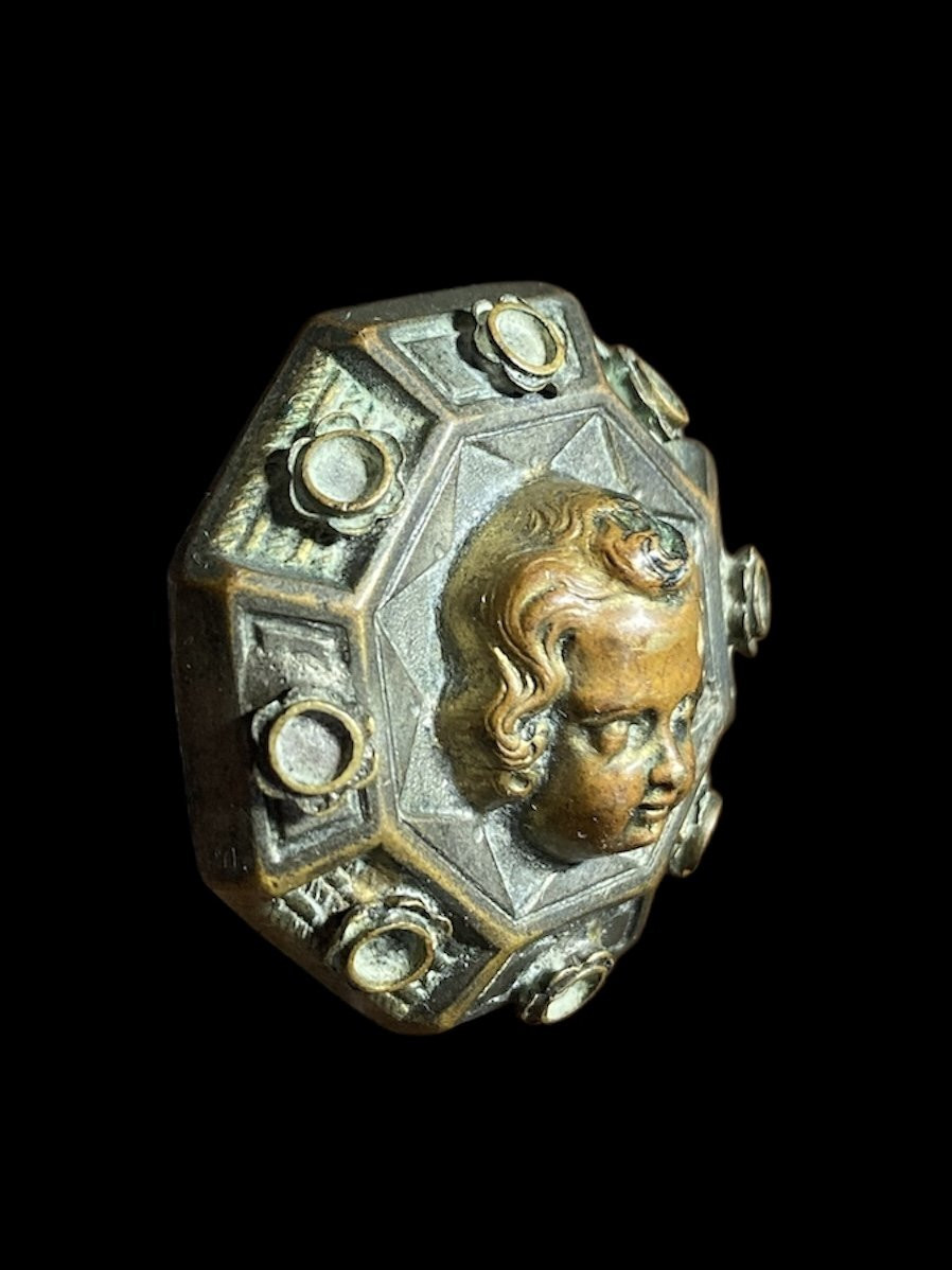 1480 ca. - France ou Italie - Broche en bronze avec Chérubin-photo-6