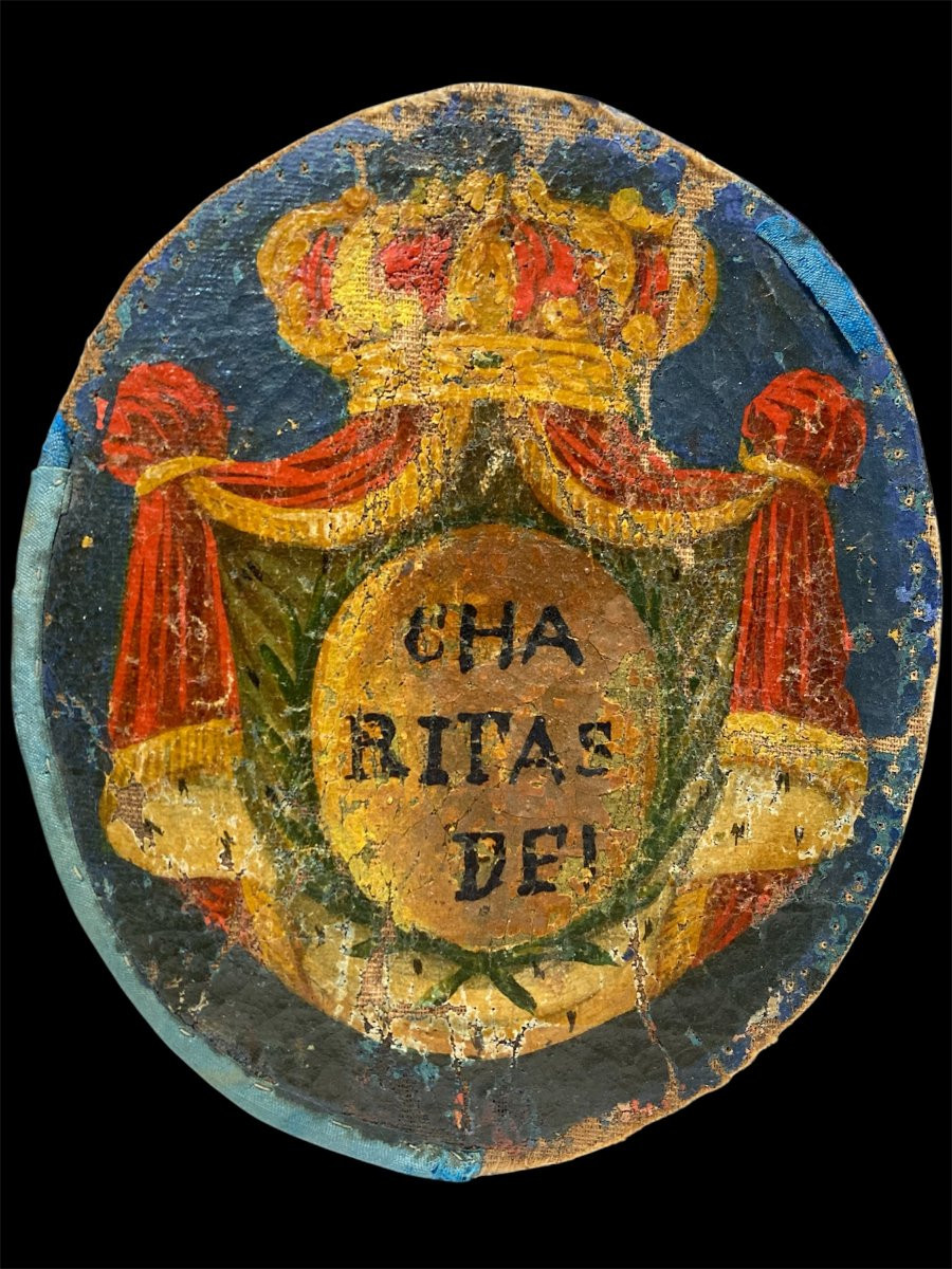 Late 18th Century - Oil On Canvas - Coat Of Arms Of The Order Of Minims-photo-3