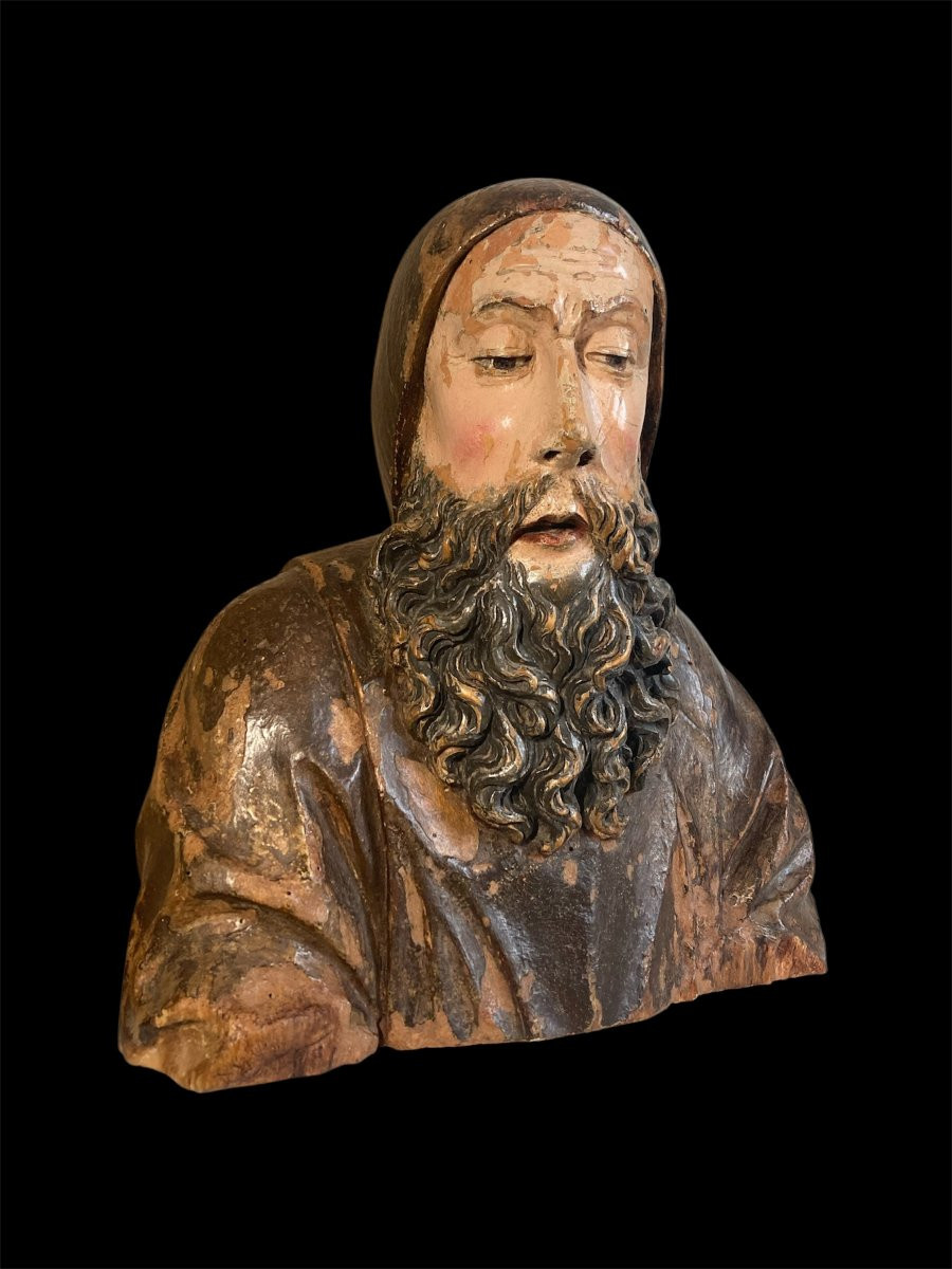 Last Quarter Of The 15th Century - Lombardy - Wooden Bust Of Saint Anthony Abbot-photo-3
