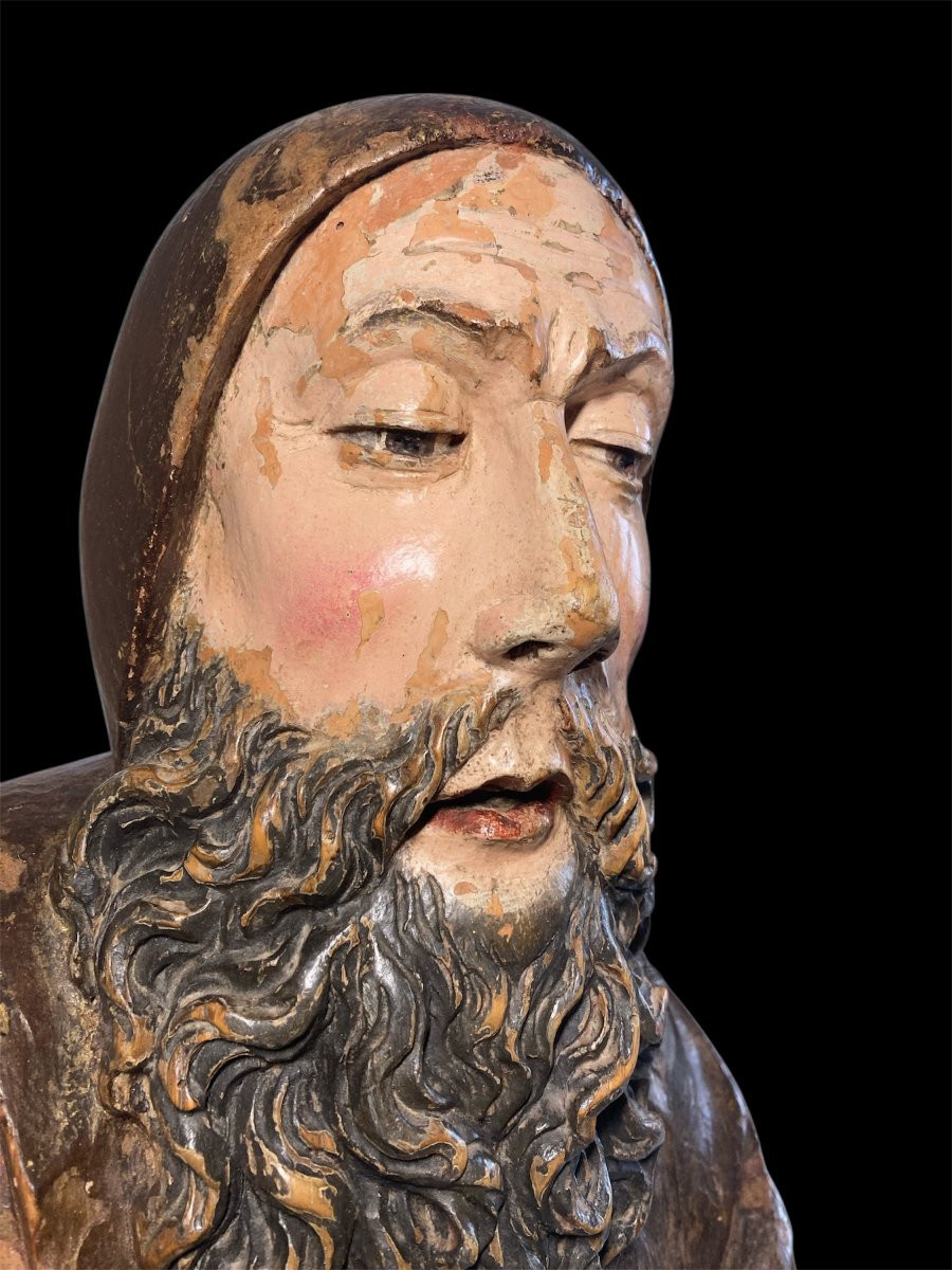 Last Quarter Of The 15th Century - Lombardy - Wooden Bust Of Saint Anthony Abbot-photo-3