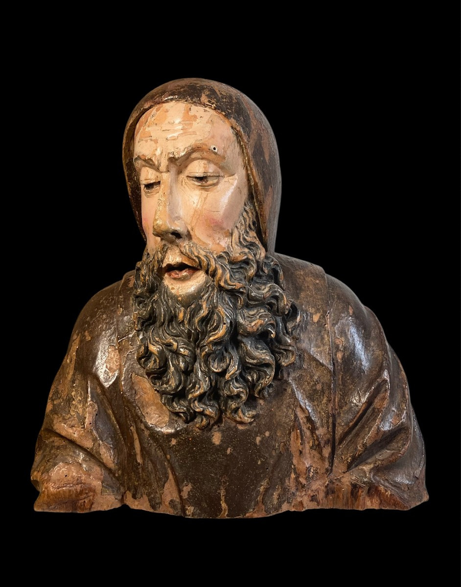 Last Quarter Of The 15th Century - Lombardy - Wooden Bust Of Saint Anthony Abbot