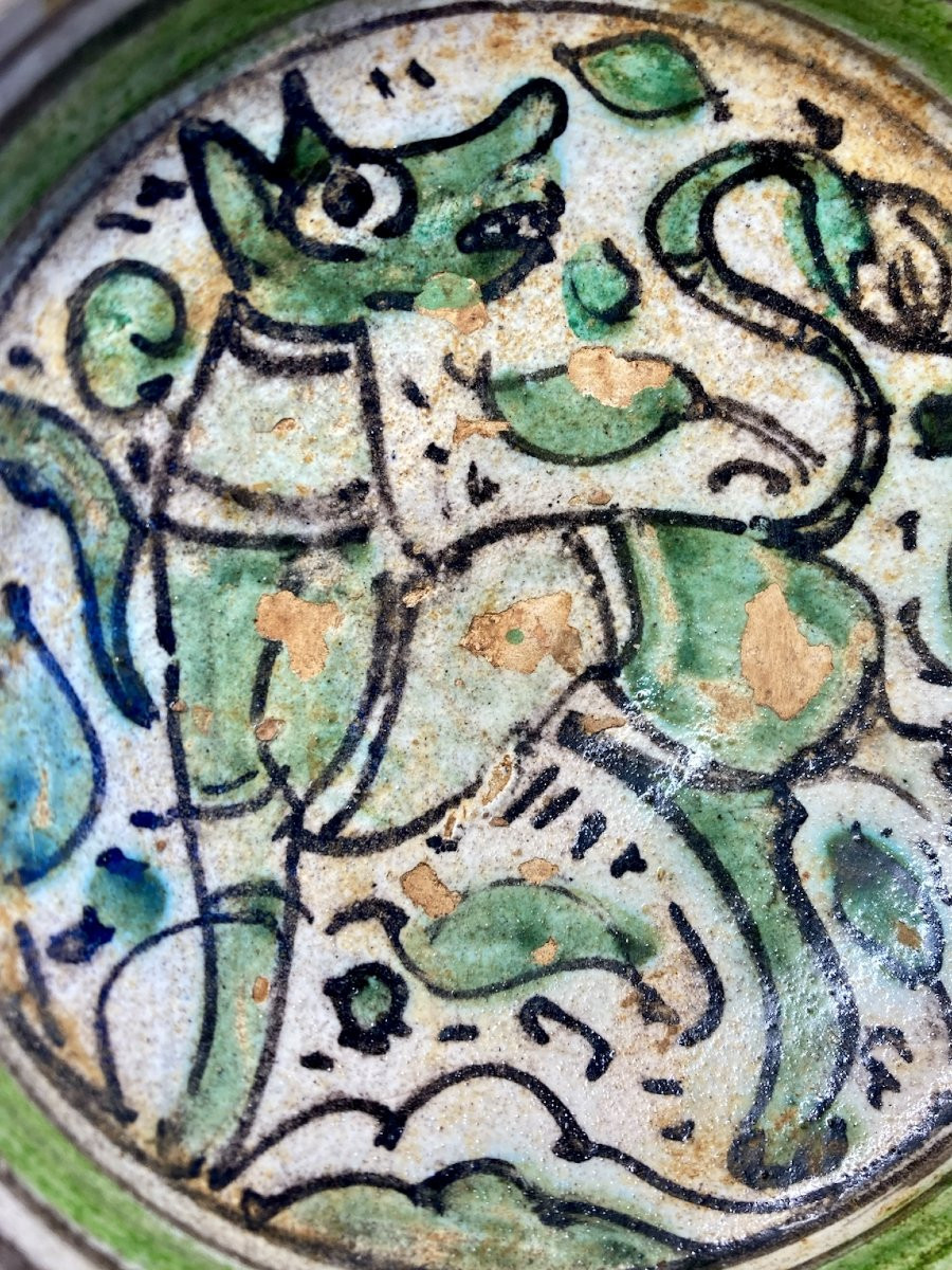 Viterbo - Mid-14th Century - Polychrome Majolica Bowl With A Zoomorphic Figure-photo-2