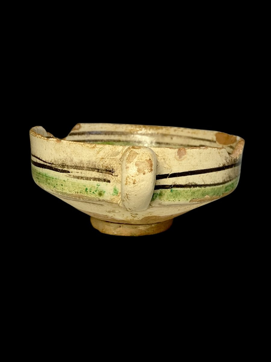 Viterbo - Mid-14th Century - Polychrome Majolica Bowl With A Zoomorphic Figure-photo-1