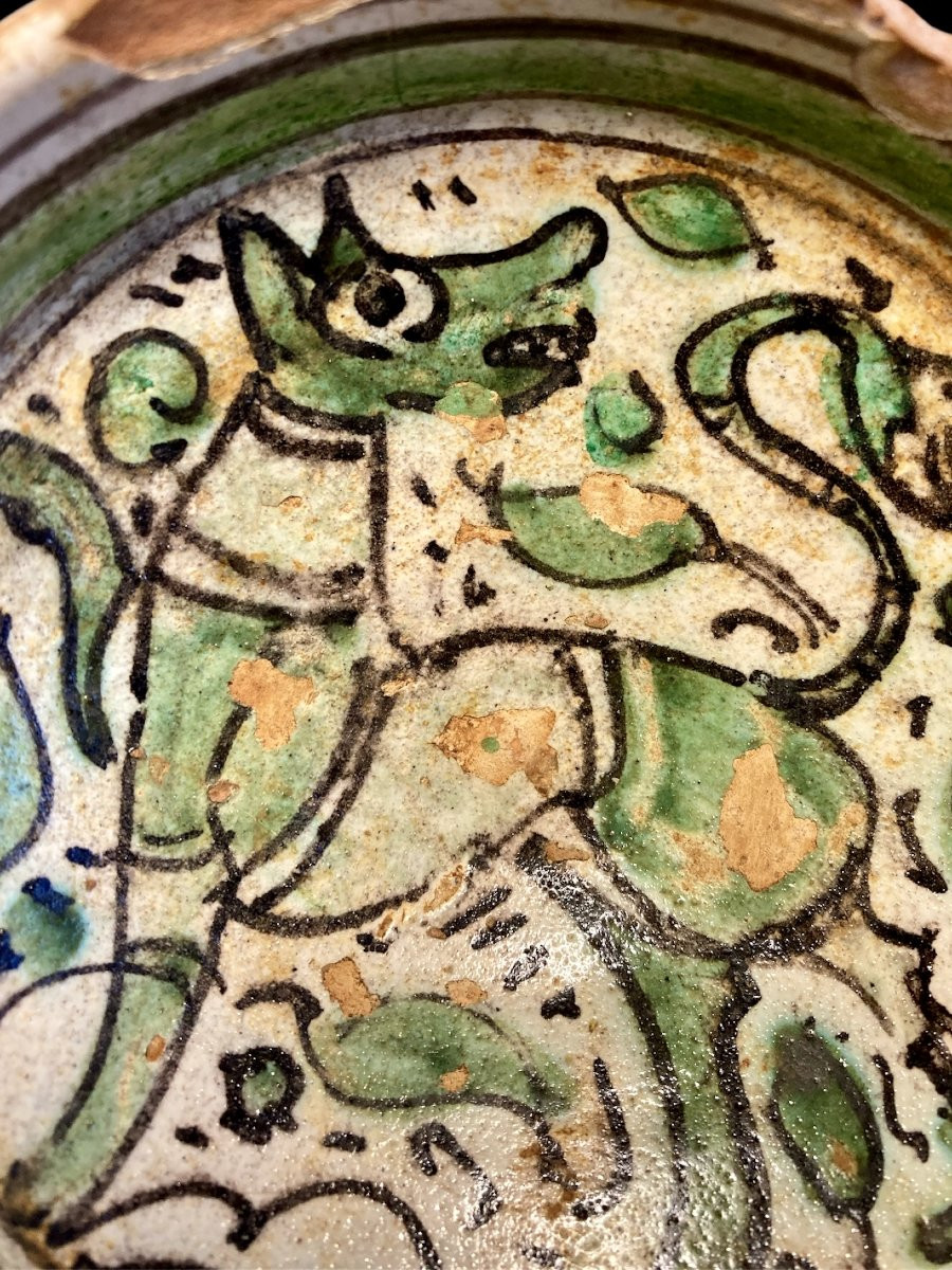 Viterbo - Mid-14th Century - Polychrome Majolica Bowl With A Zoomorphic Figure-photo-8