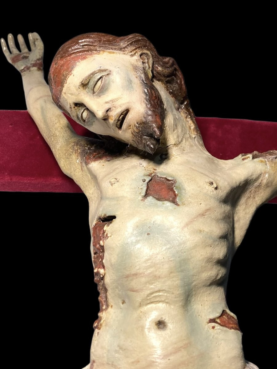 Naples - II quart du XVII siècle - Christ Crucifié et déchirè - Papier maché, bois et verre-photo-4