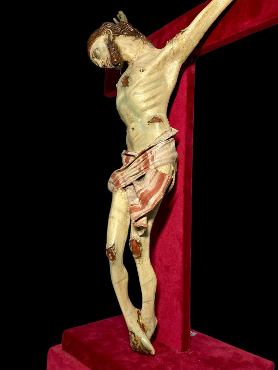 Naples - II quart du XVII siècle - Christ Crucifié et déchirè - Papier maché, bois et verre-photo-3