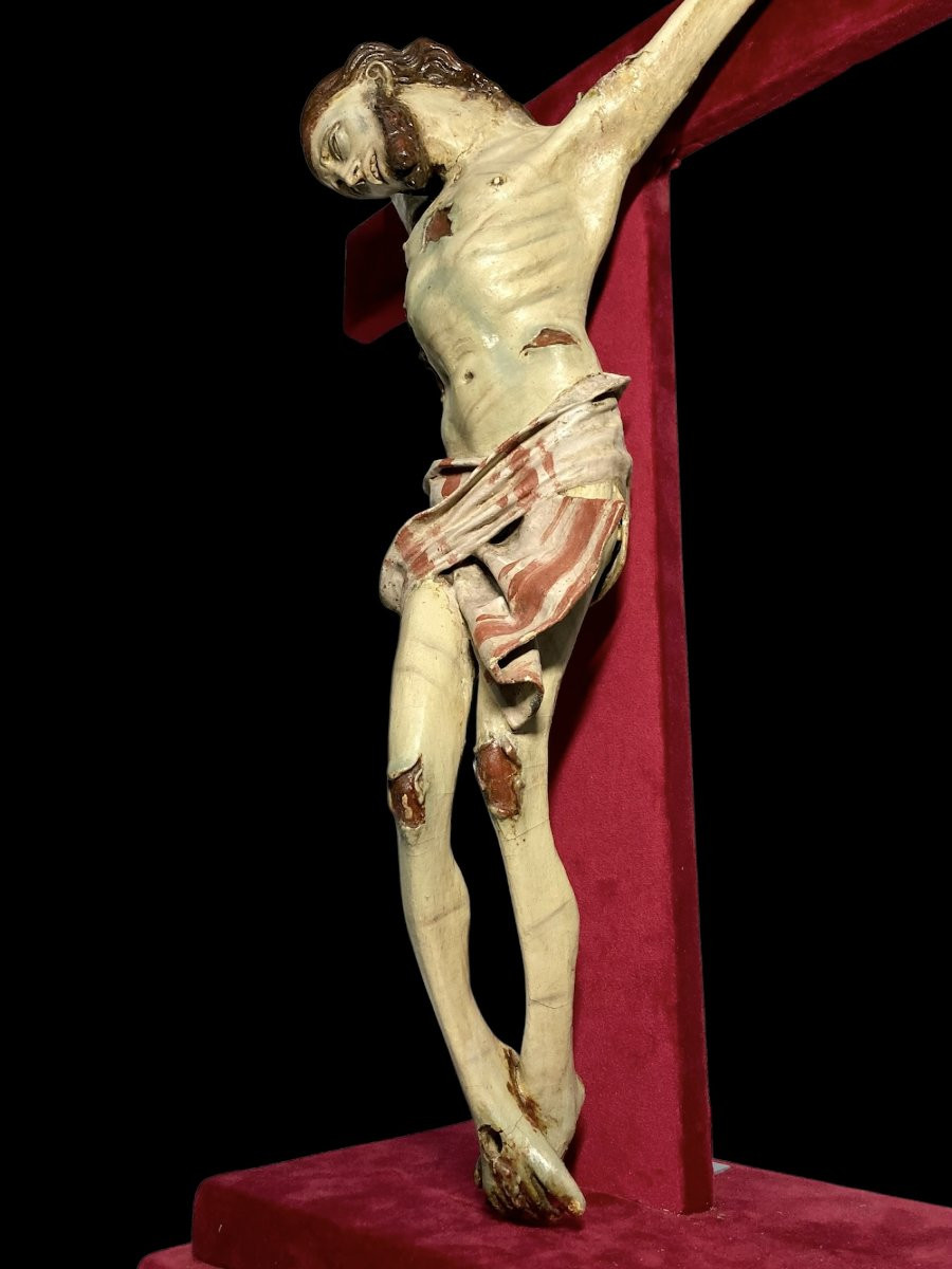 Naples - II quart du XVII siècle - Christ Crucifié et déchirè - Papier maché, bois et verre-photo-4