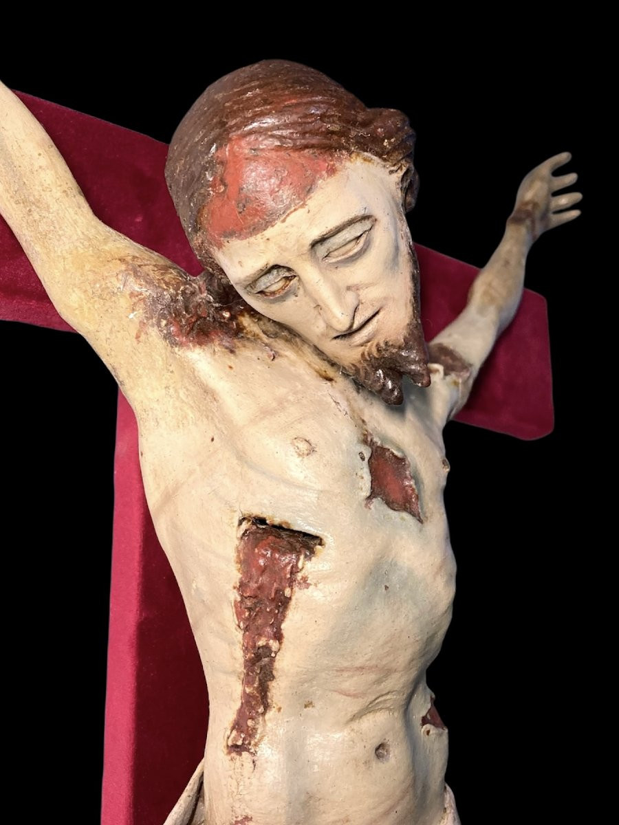 Naples - II quart du XVII siècle - Christ Crucifié et déchirè - Papier maché, bois et verre-photo-6