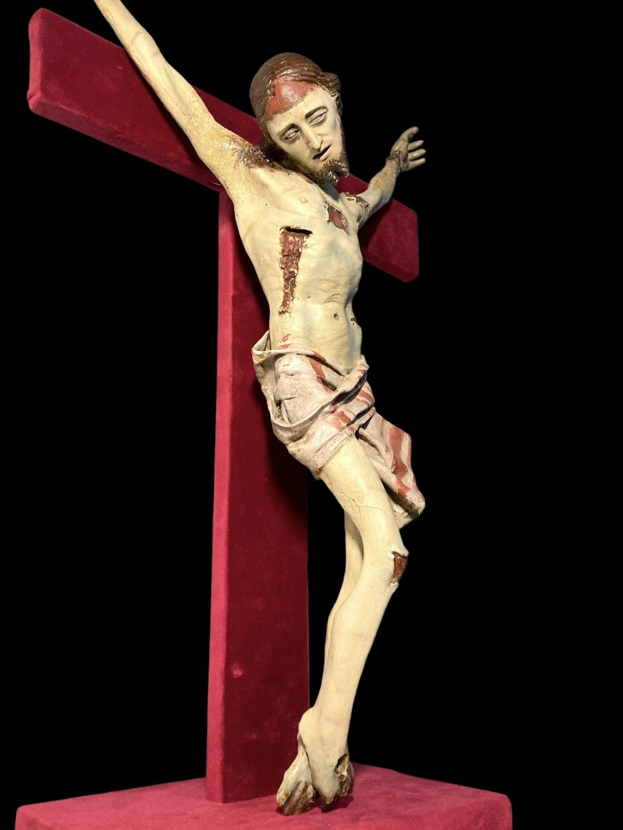 Naples - II quart du XVII siècle - Christ Crucifié et déchirè - Papier maché, bois et verre-photo-8