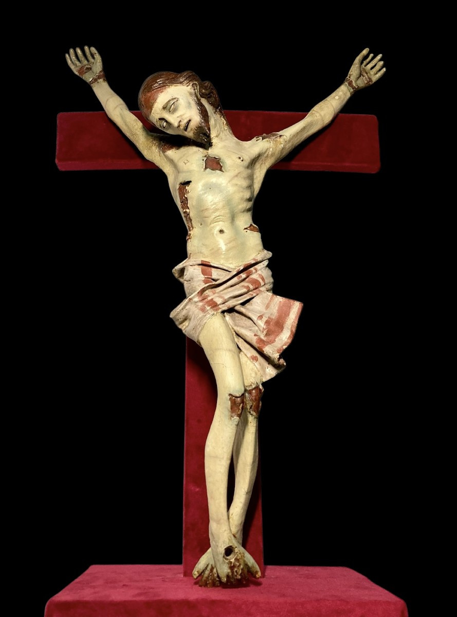 Naples - II quart du XVII siècle - Christ Crucifié et déchirè - Papier maché, bois et verre