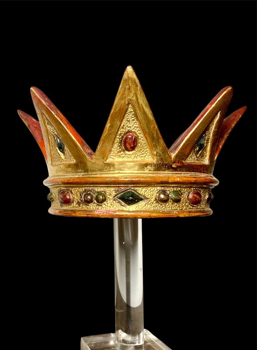 18th Century - Painted And Gilded Wood - Crown-photo-3