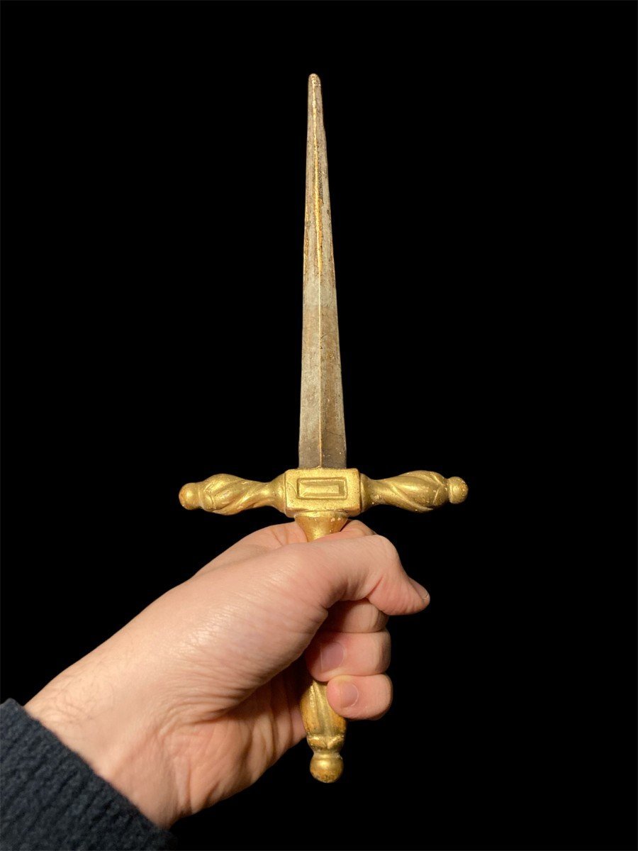 18th Century - Wooden Sword With Gilded And Silver-plated Details-photo-2