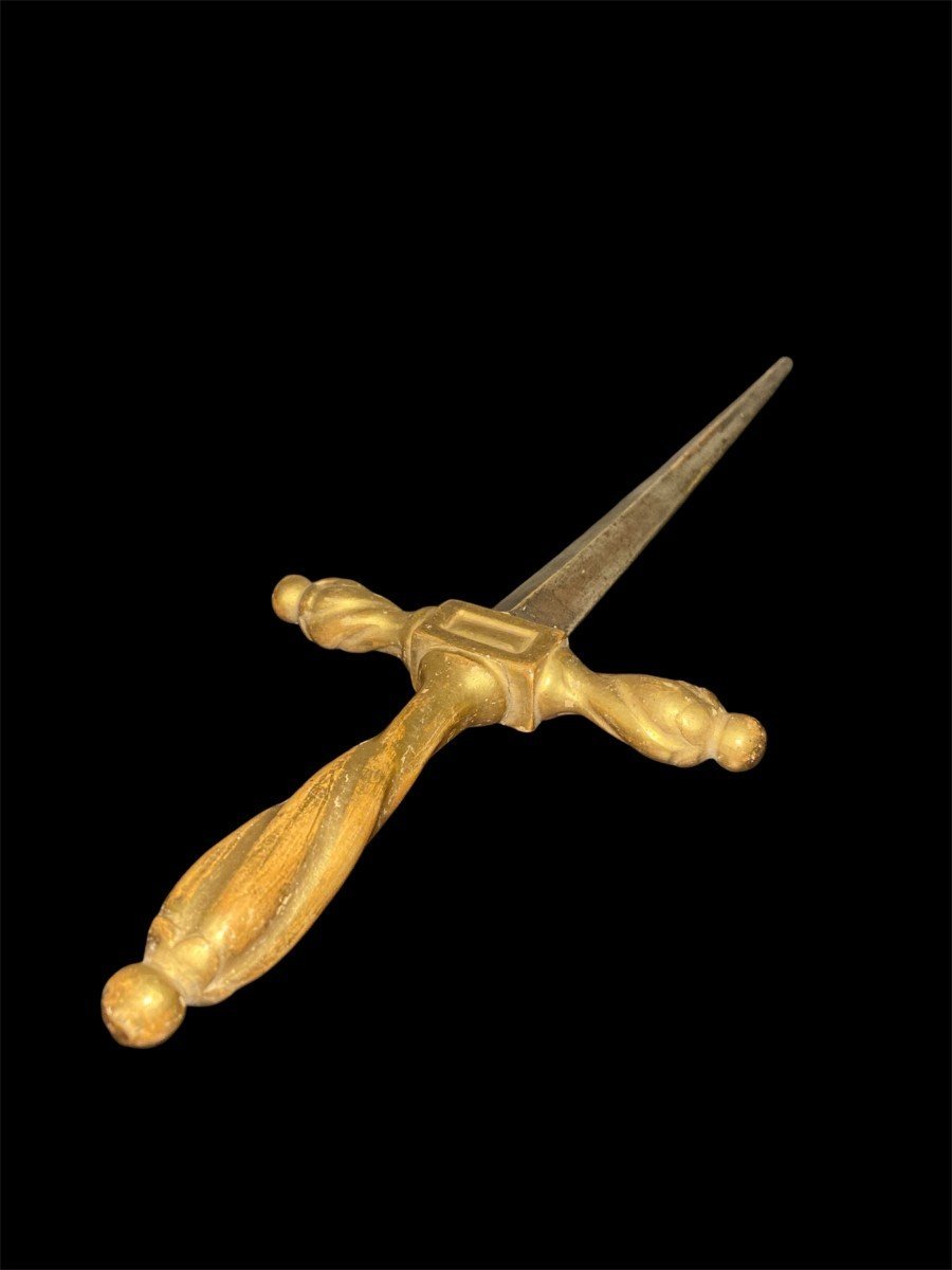 18th Century - Wooden Sword With Gilded And Silver-plated Details-photo-3
