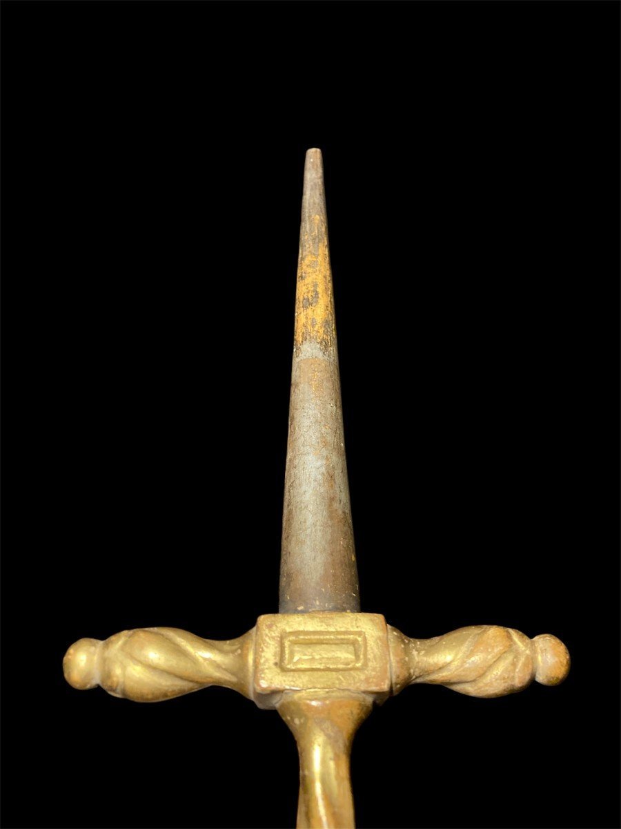 18th Century - Wooden Sword With Gilded And Silver-plated Details-photo-2