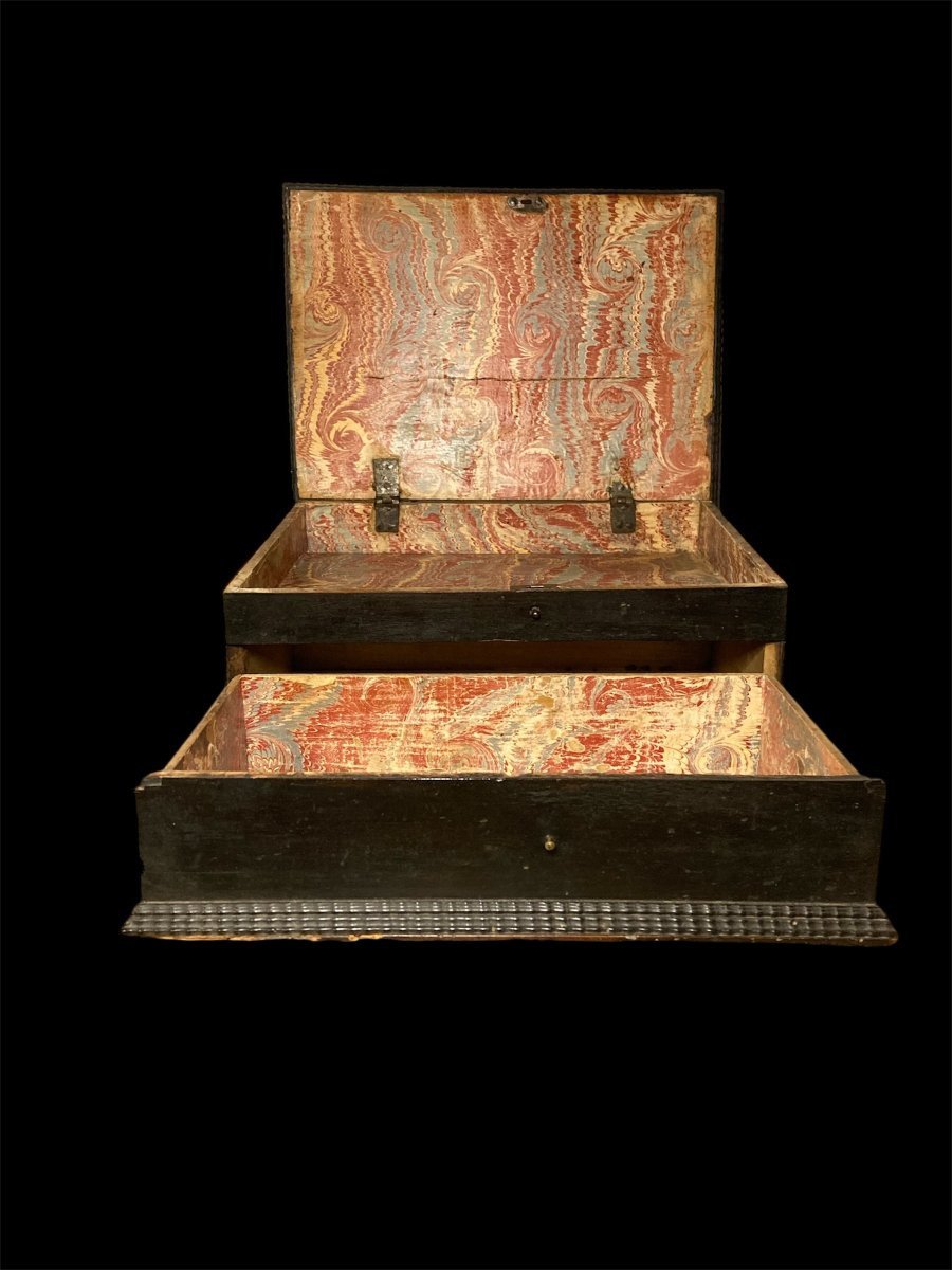 XVII Siècle - Toscane / Ombrie - Bureau De Voyage Marqueté En ébène -photo-3