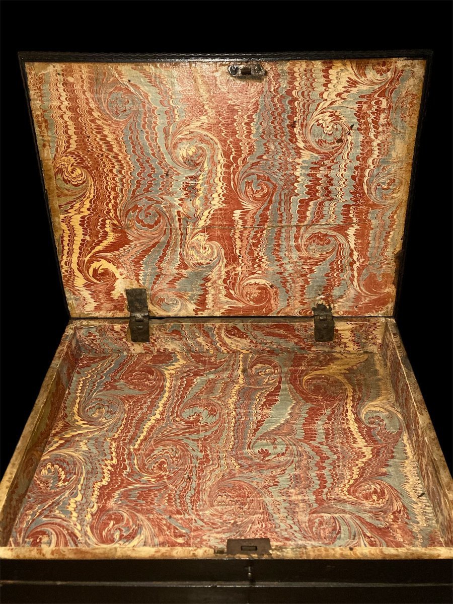 XVII Siècle - Toscane / Ombrie - Bureau De Voyage Marqueté En ébène -photo-7