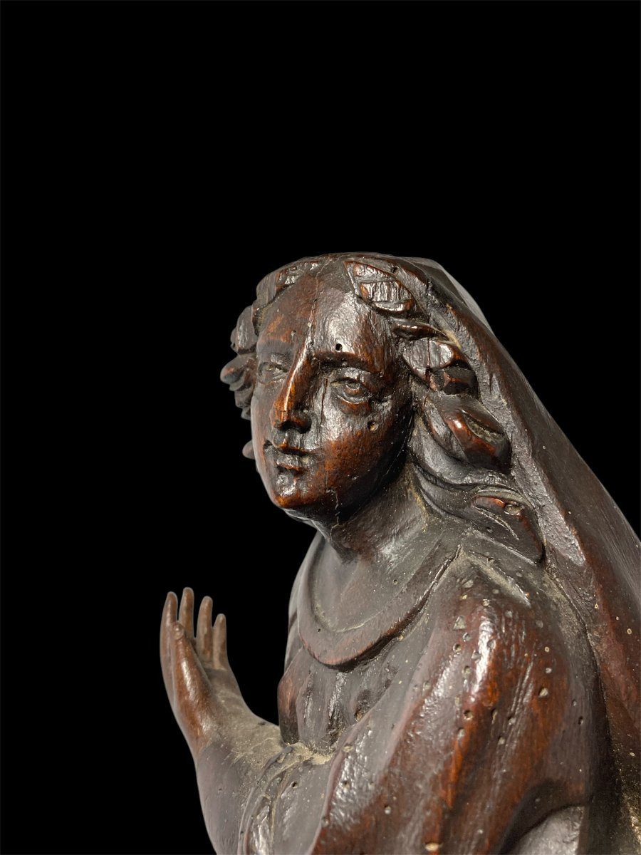 Debut Du XVI Siècle - Bois Sculpté - Sculpture Flamande Représentant La Madeleine-photo-1