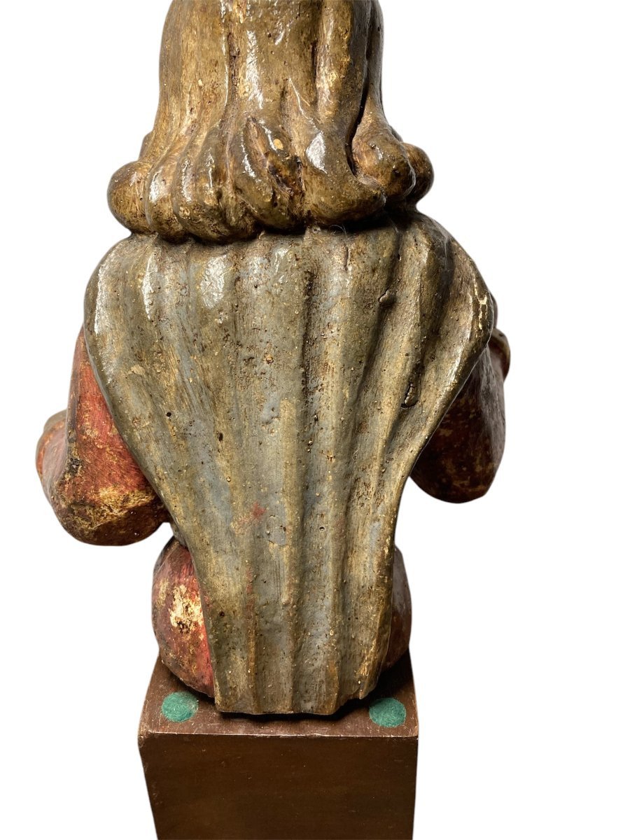 Debut Du XVI Siècle - Allemagne - Buste De Dieu Le père en Bois Polychrome-photo-3
