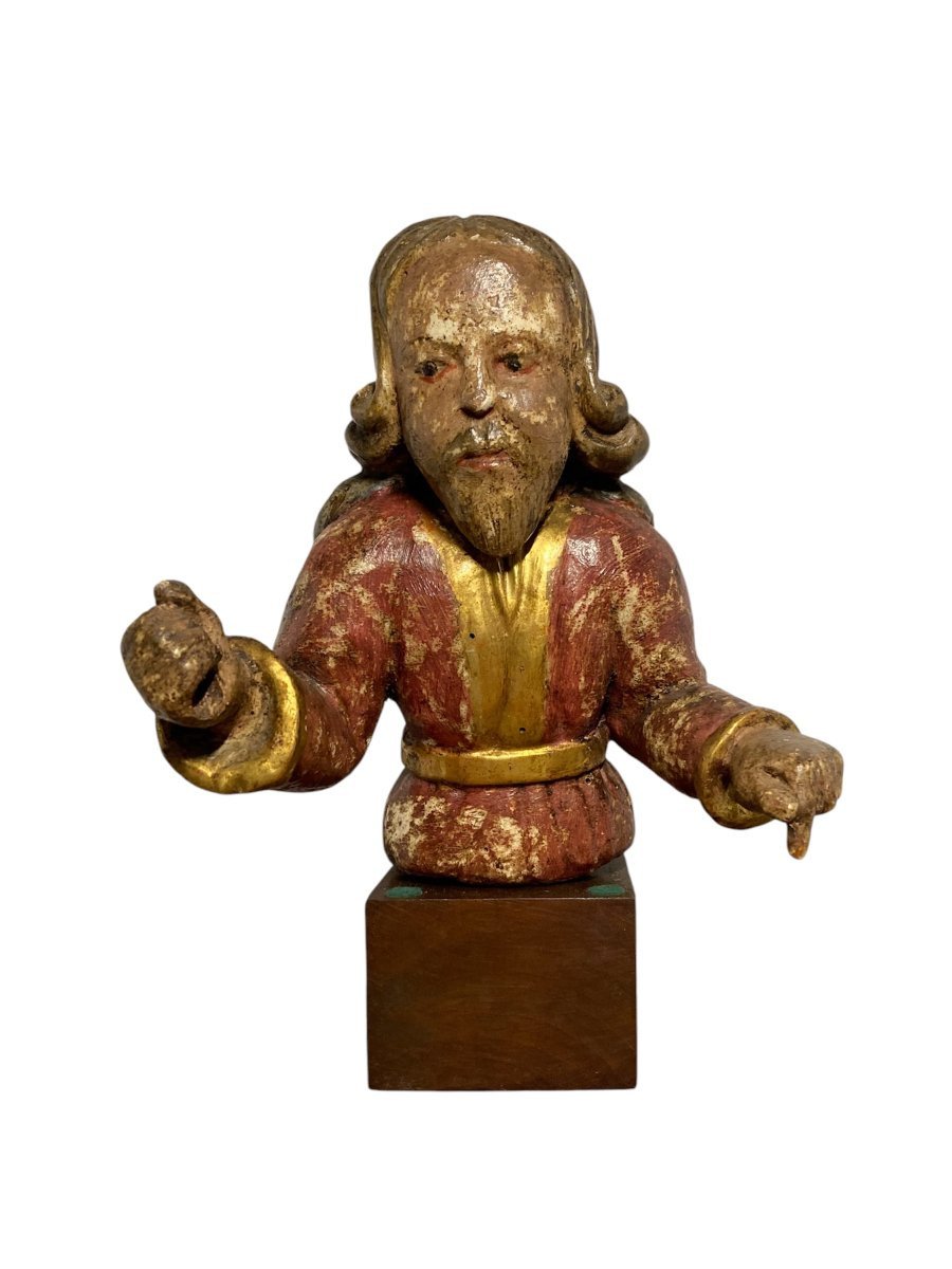 Debut Du XVI Siècle - Allemagne - Buste De Dieu Le père en Bois Polychrome